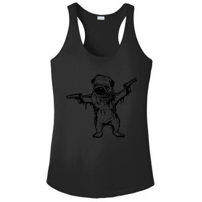 Gangster Pug With Guns Ladies PosiCharge Competitor Racerback Tank