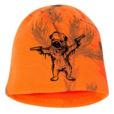 Gangster Pug With Guns Kati - Camo Knit Beanie