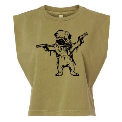 Gangster Pug With Guns Garment-Dyed Women's Muscle Tee