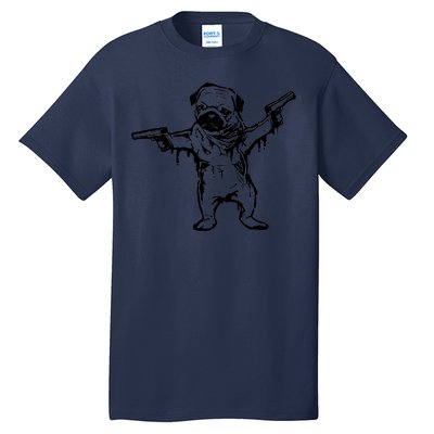 Gangster Pug With Guns Tall T-Shirt