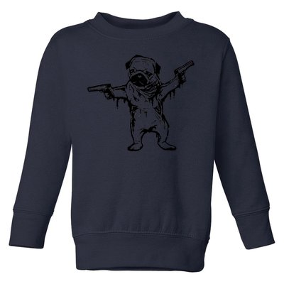 Gangster Pug With Guns Toddler Sweatshirt