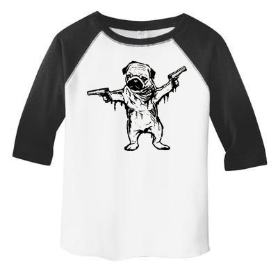 Gangster Pug With Guns Toddler Fine Jersey T-Shirt