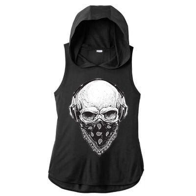 Gangster Skull Ladies PosiCharge Tri-Blend Wicking Draft Hoodie Tank