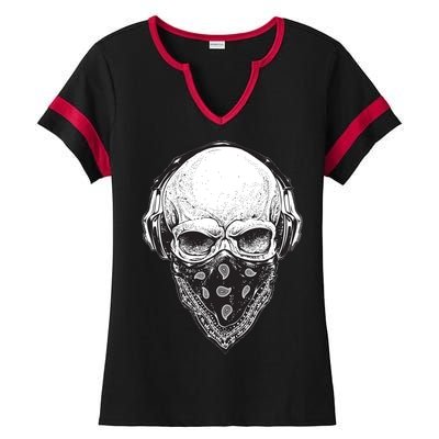 Gangster Skull Ladies Halftime Notch Neck Tee