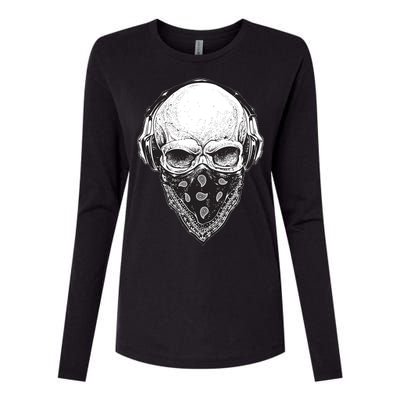 Gangster Skull Womens Cotton Relaxed Long Sleeve T-Shirt