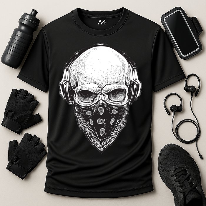 Gangster Skull Cooling Performance Crew T-Shirt
