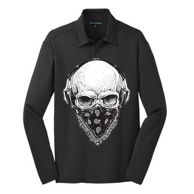 Gangster Skull Silk Touch Performance Long Sleeve Polo