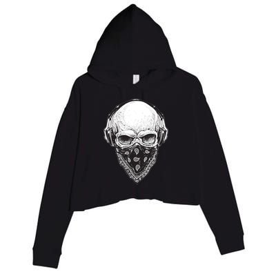 Gangster Skull Crop Fleece Hoodie