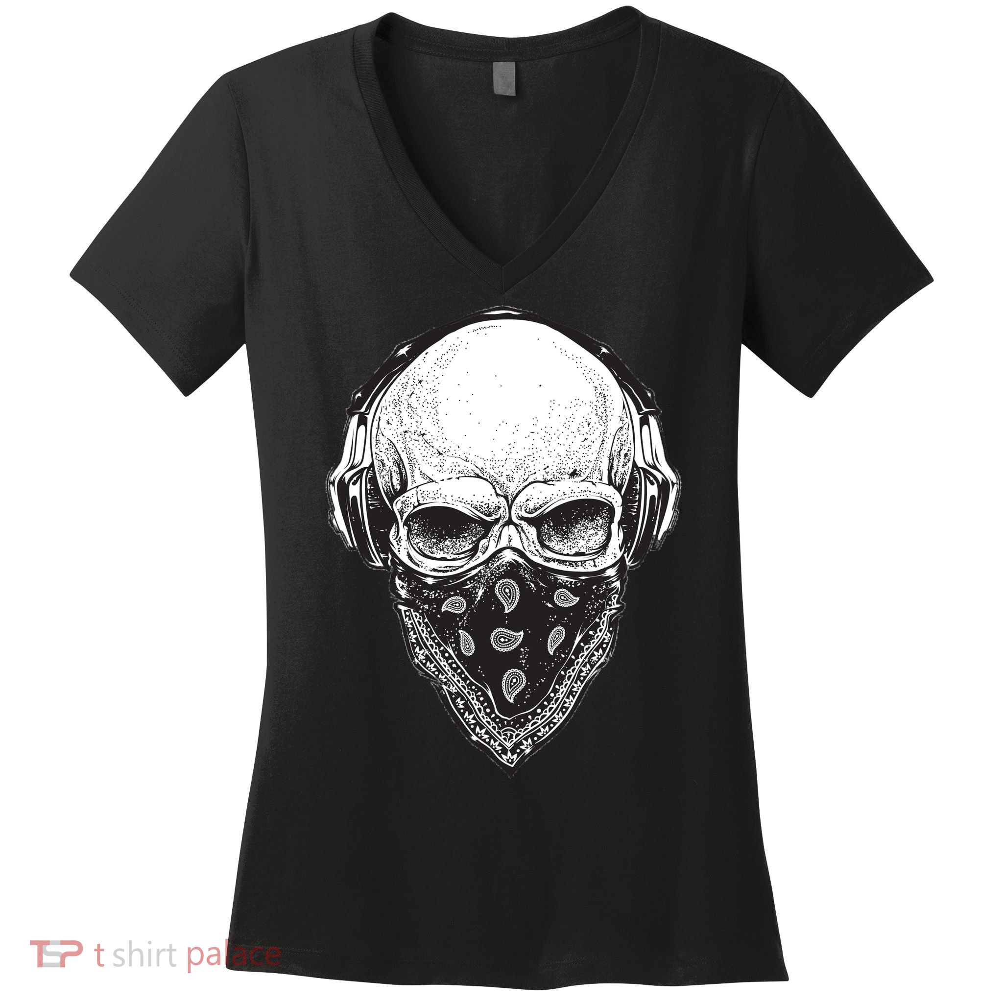 Gangster Skull Women's V-Neck T-Shirt