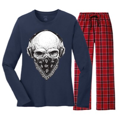 Gangster Skull Women's Long Sleeve Flannel Pajama Set 