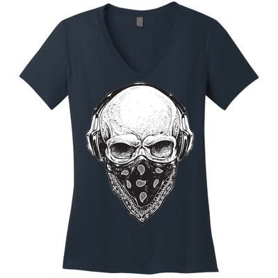 Gangster Skull Women's V-Neck T-Shirt