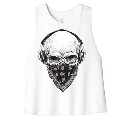 Gangster Skull Women's Racerback Cropped Tank