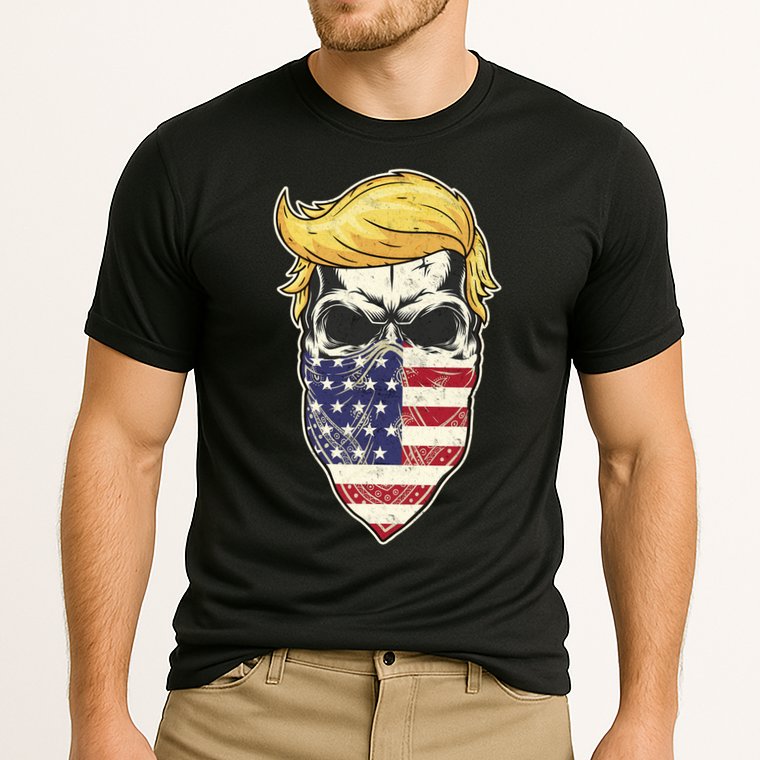 Gangster Trump USA Bandanna Skull Cooling Performance Crew T-Shirt