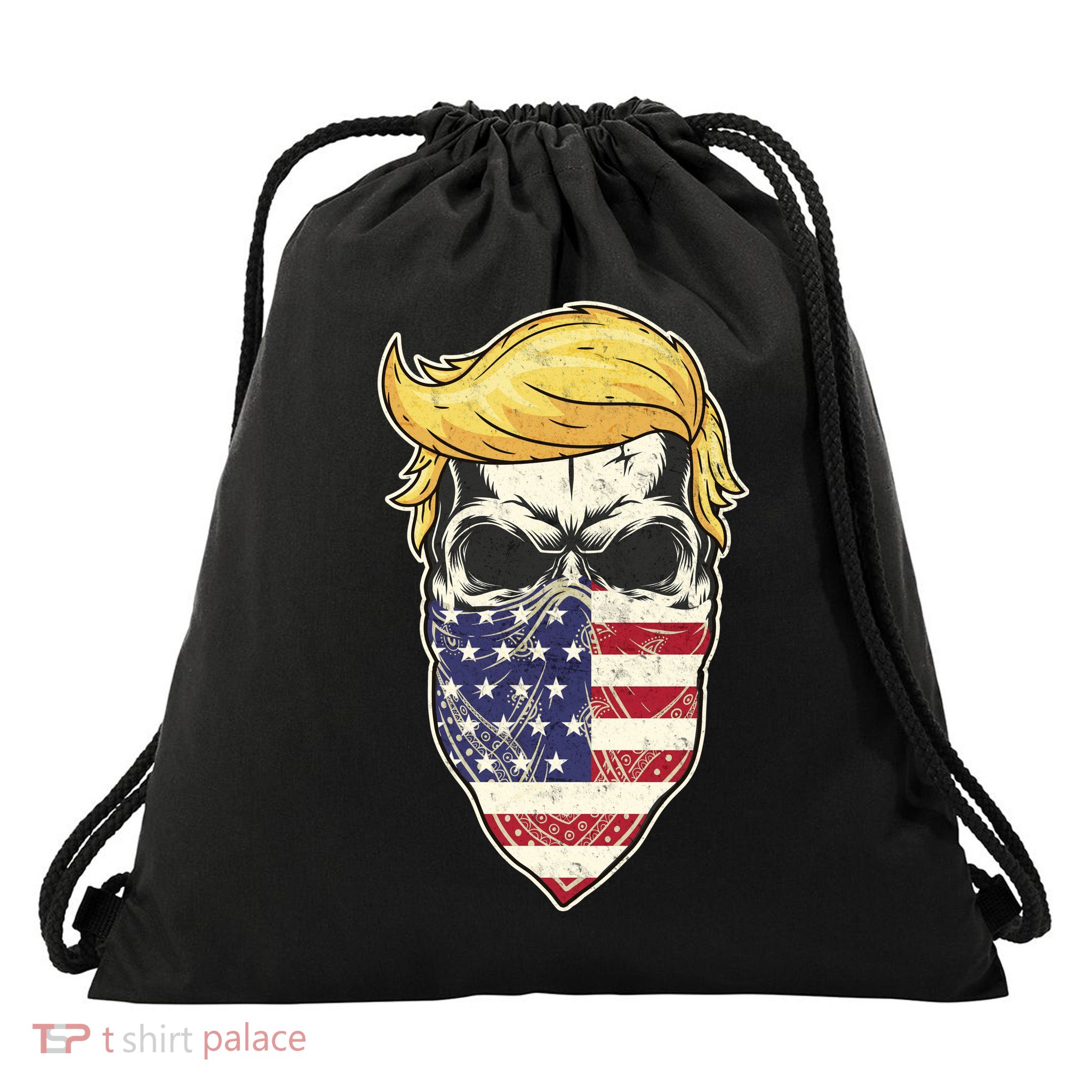 Gangster Trump USA Bandanna Skull Drawstring Bag
