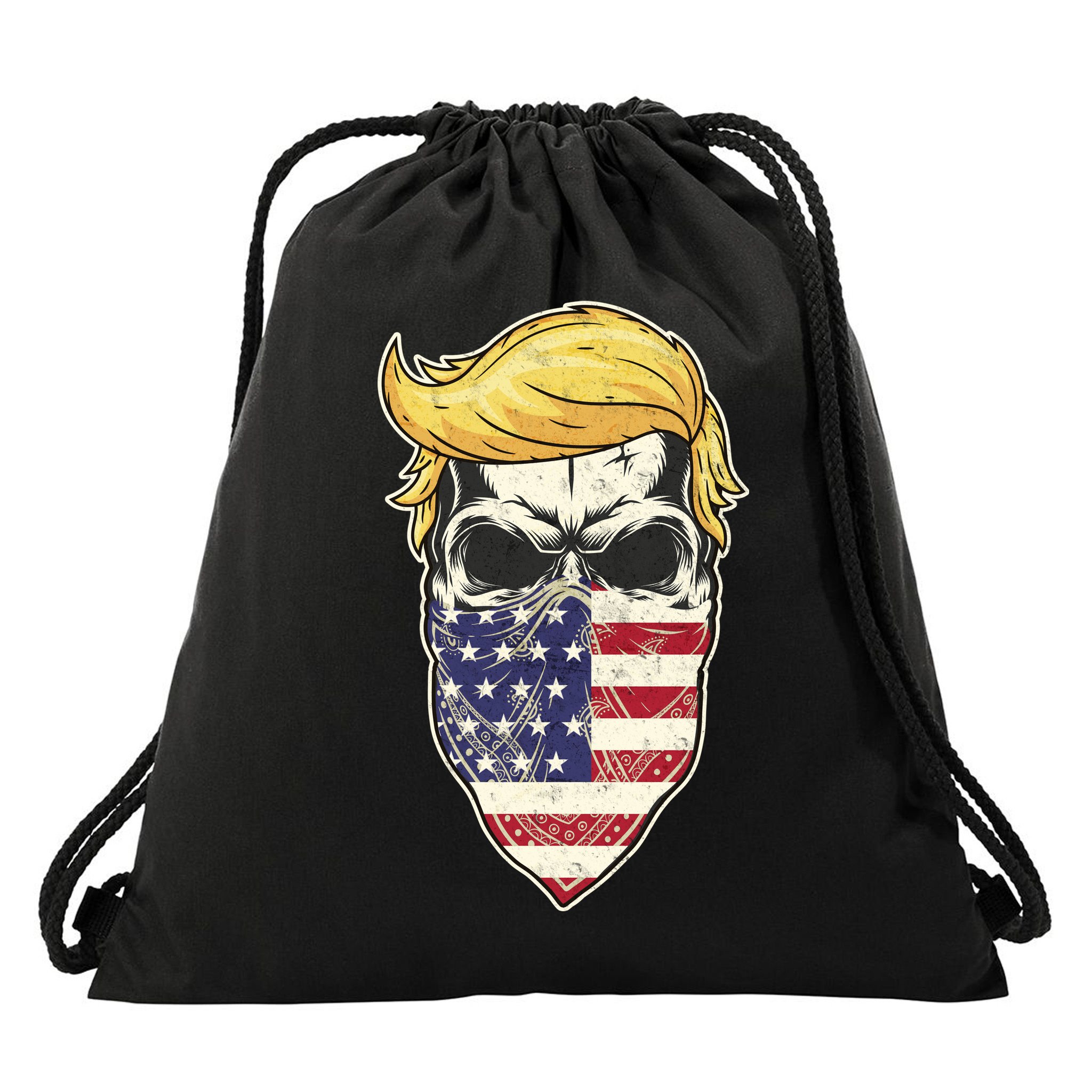 Gangster Trump USA Bandanna Skull Drawstring Bag
