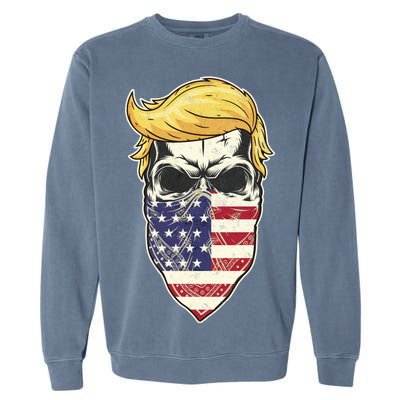 Gangster Trump USA Bandanna Skull Garment-Dyed Sweatshirt