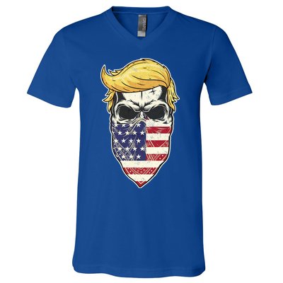 Gangster Trump USA Bandanna Skull V-Neck T-Shirt