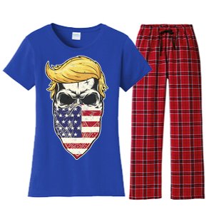 Gangster Trump USA Bandanna Skull Women's Flannel Pajama Set