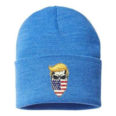 Gangster Trump USA Bandanna Skull Sustainable Knit Beanie