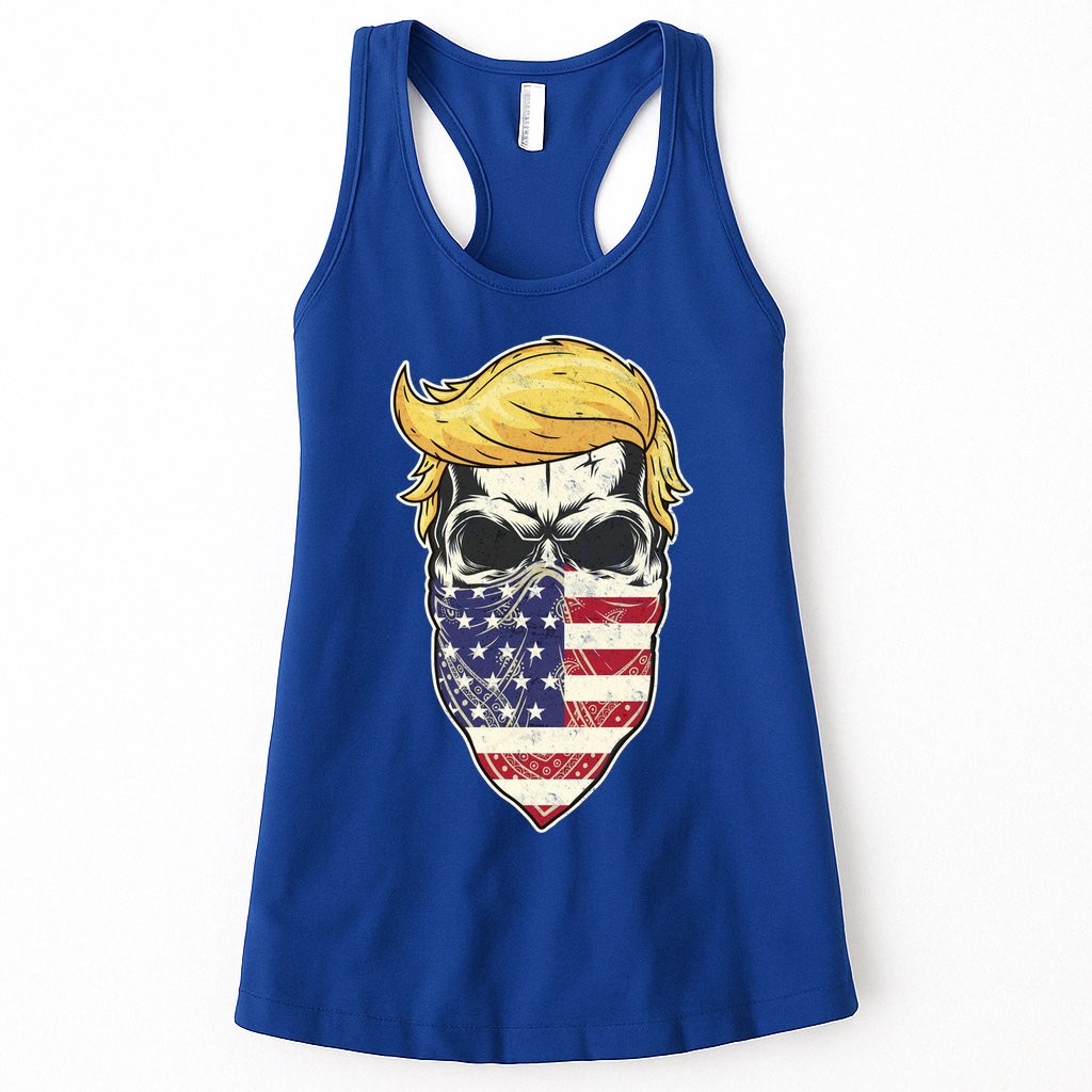 Gangster Trump USA Bandanna Skull Womens Tank Top