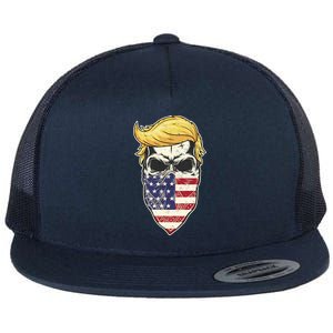 Gangster Trump USA Bandanna Skull Flat Bill Trucker Hat