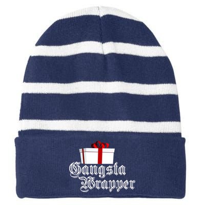 Gangster Wrapper Striped Beanie with Solid Band