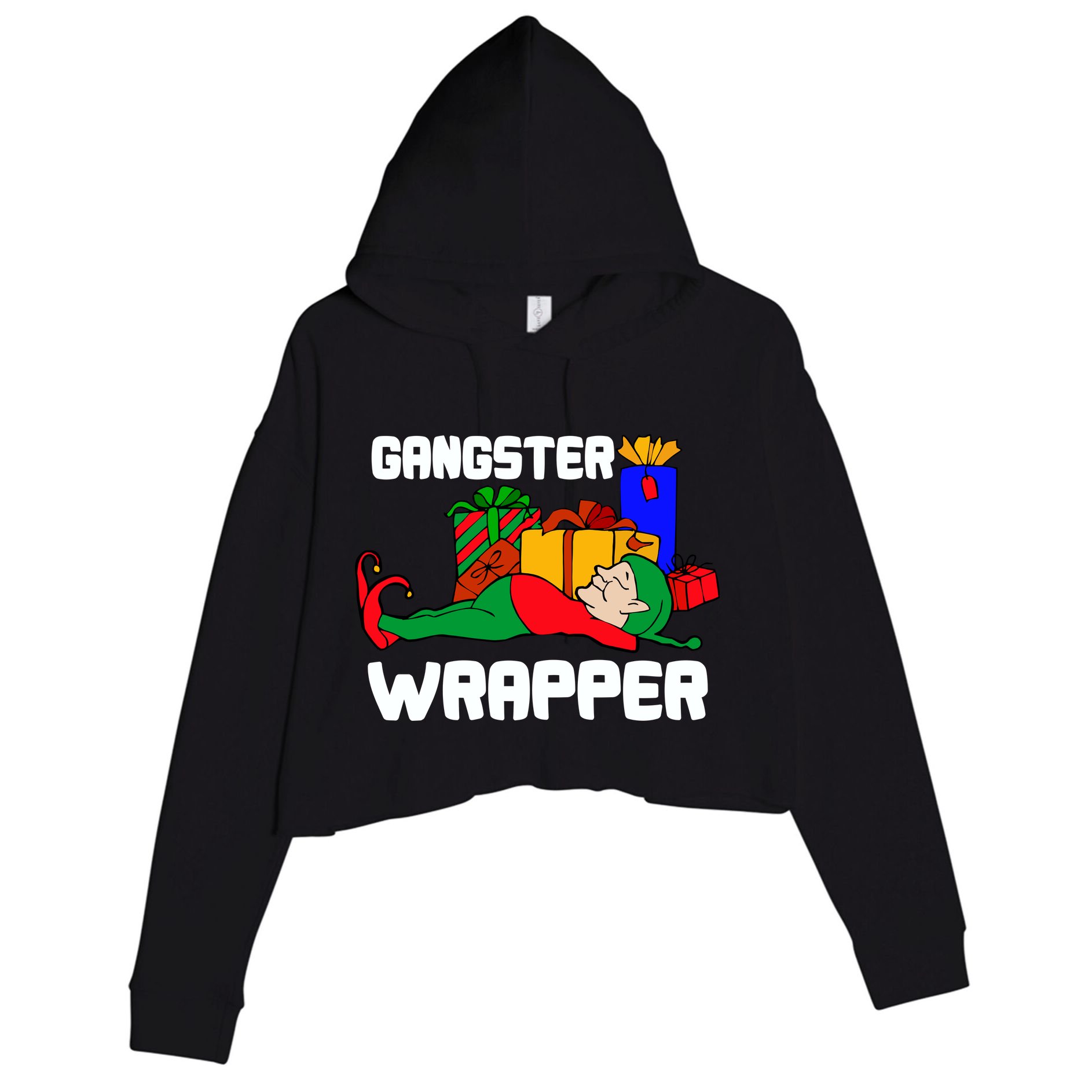 Gangster Wrapper Elf Gift Wrapping Crop Fleece Hoodie
