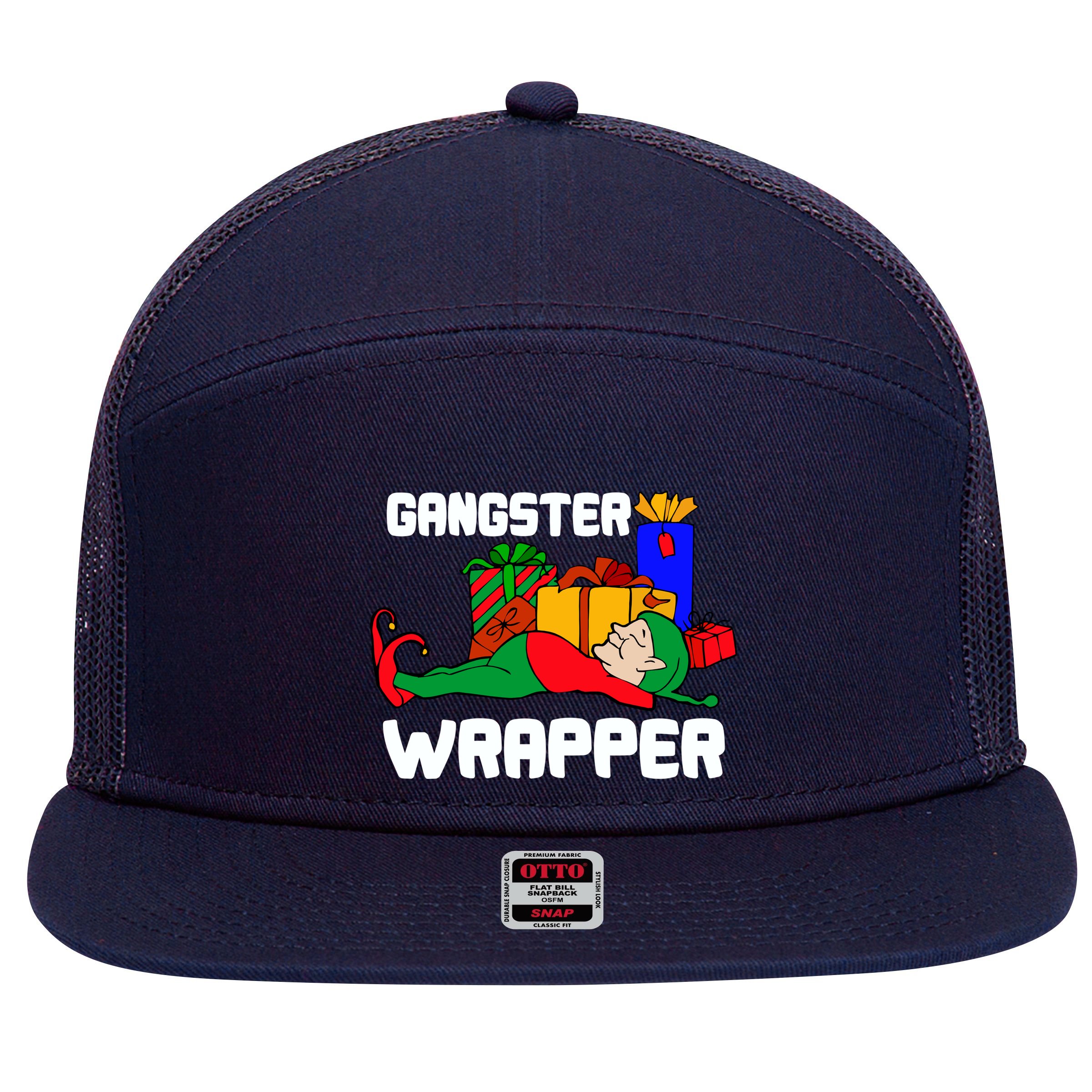 Gangster Wrapper Elf Gift Wrapping 7 Panel Mesh Trucker Snapback Hat