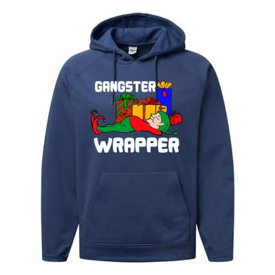 Gangster Wrapper Elf Gift Wrapping Performance Fleece Hoodie