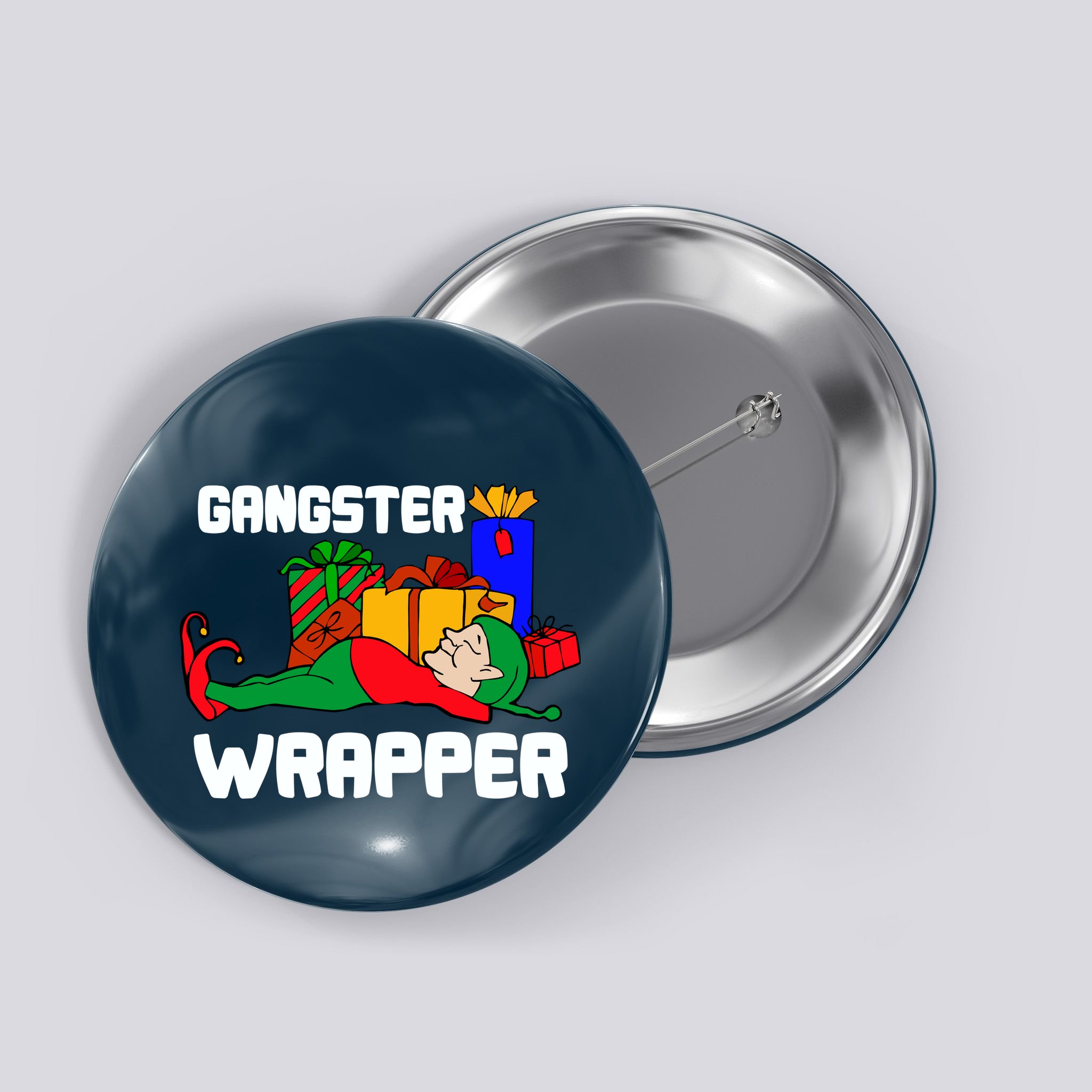 Gangster Wrapper Elf Gift Wrapping Button