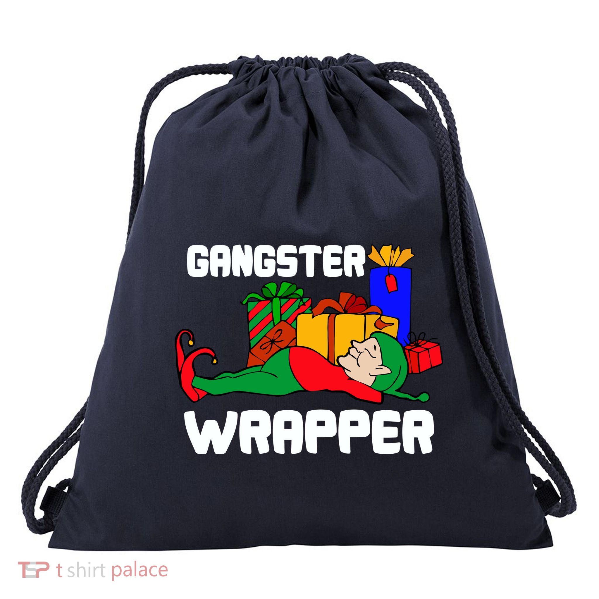 Gangster Wrapper Elf Gift Wrapping Drawstring Bag