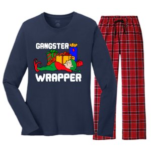 Gangster Wrapper Elf Gift Wrapping Women's Long Sleeve Flannel Pajama Set 