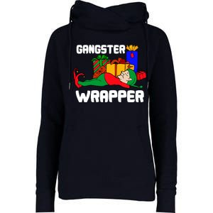 Gangster Wrapper Elf Gift Wrapping Womens Funnel Neck Pullover Hood