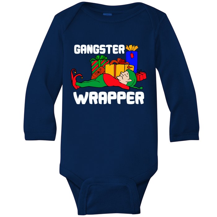 Gangster Wrapper Elf Gift Wrapping Baby Long Sleeve Bodysuit