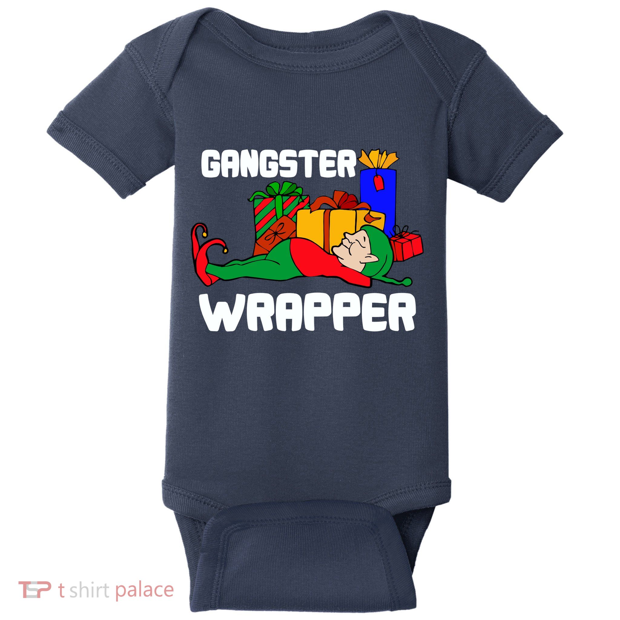 Gangster Wrapper Elf Gift Wrapping Baby Bodysuit