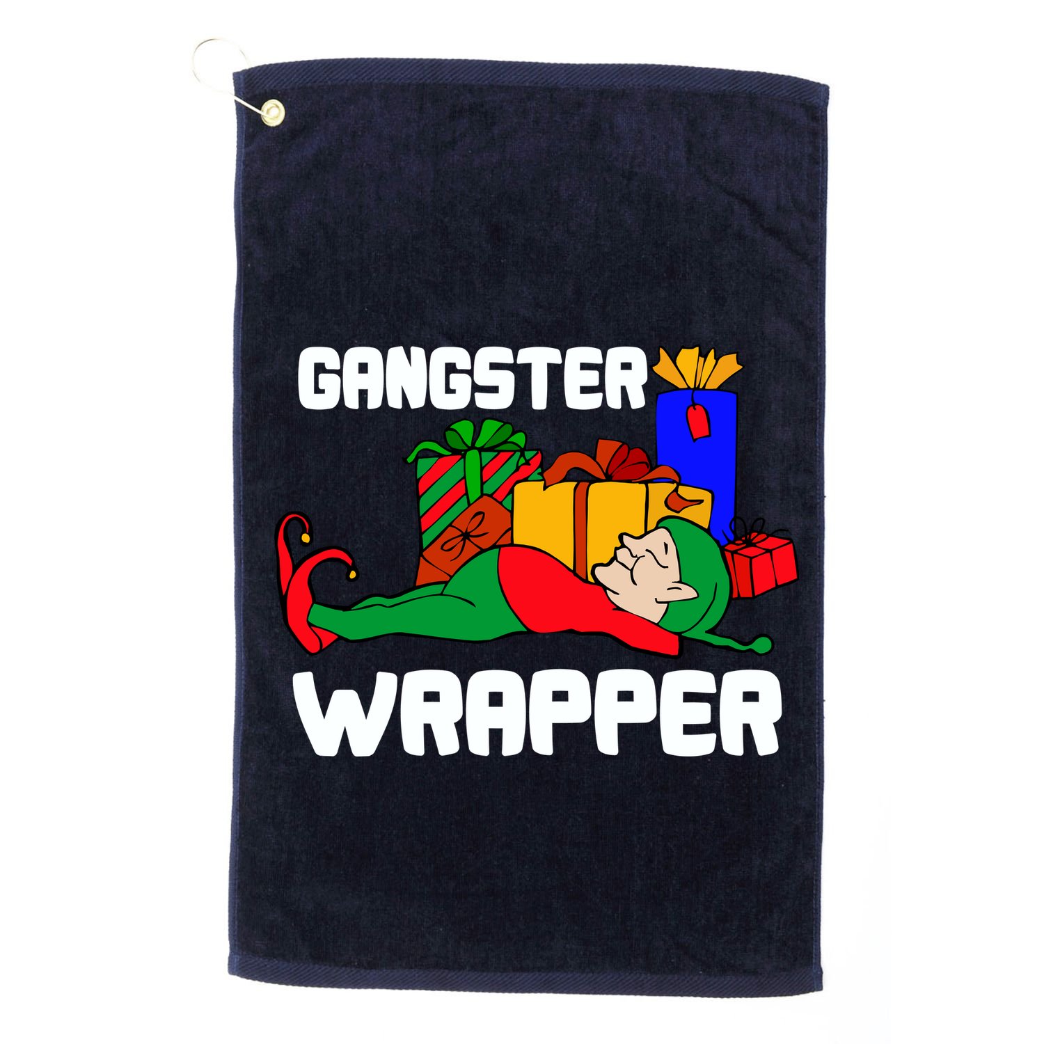 Gangster Wrapper Elf Gift Wrapping Golf Towel