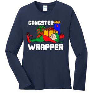 Gangster Wrapper Elf Gift Wrapping Ladies Long Sleeve Shirt