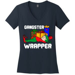 Gangster Wrapper Elf Gift Wrapping Women's V-Neck T-Shirt