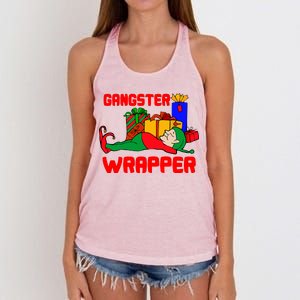 Gangster Wrapper Elf Gift Wrapping Women's Knotted Racerback Tank