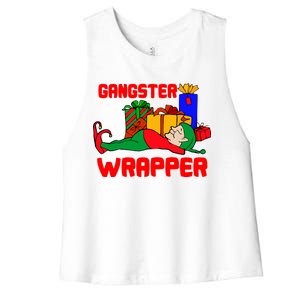 Gangster Wrapper Elf Gift Wrapping Women's Racerback Cropped Tank