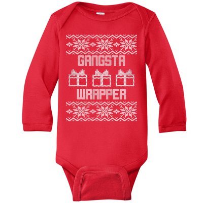 Gangster Wrapper Ugly Christmas Baby Long Sleeve Bodysuit