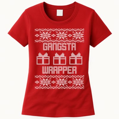 Gangster Wrapper Ugly Christmas Womens T-Shirt