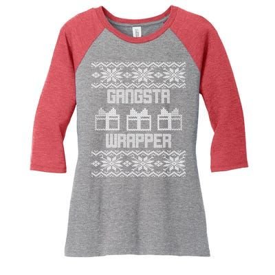 Gangster Wrapper Ugly Christmas Women's Tri-Blend 3/4-Sleeve Raglan Shirt