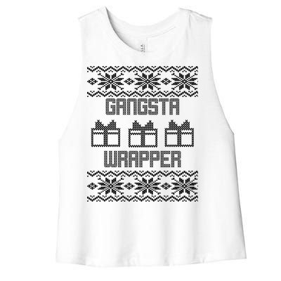 Gangster Wrapper Ugly Christmas Women's Racerback Cropped Tank