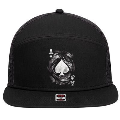 Grunge Ace Of Spades 7 Panel Mesh Trucker Snapback Hat