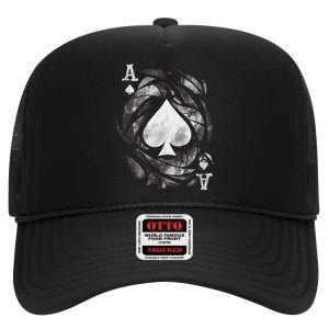 Grunge Ace Of Spades High Crown Mesh Back Trucker Hat