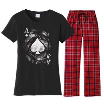 Grunge Ace Of Spades Women's Flannel Pajama Set