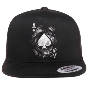 Grunge Ace Of Spades Flat Bill Trucker Hat