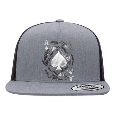 Grunge Ace Of Spades Flat Bill Trucker Hat