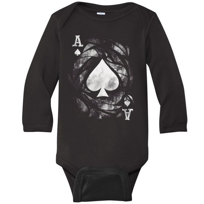 Grunge Ace Of Spades Baby Long Sleeve Bodysuit